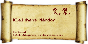Kleinhans Nándor névjegykártya